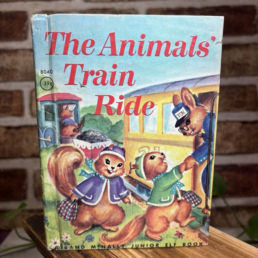 VTG 1953 Start Right Elf Books, The Animals' Train Ride, Rand McNally, Educarion
